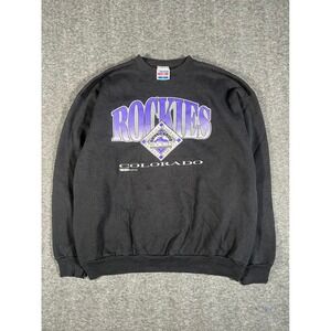 Vintage Colorado Rockies 1993 MLB Black Crewneck Sweater Large Trench Ultra USA